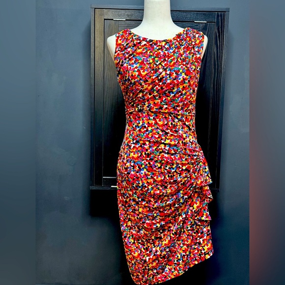 Betsey Johnson Multi Heart Print Sleeveless Ruchied Dress - Picture 2 of 11